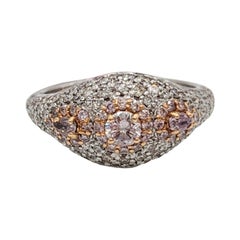 Anillo de Diamantes Rosas y Blancos Naturales en Oro Blanco de 18 K