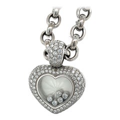 Chopard Happy Diamond Heart Pendant Necklace in 18K White Gold With Pouch/Paper 