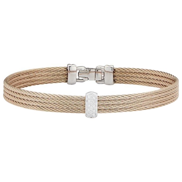 Alor Carnation Cable Barred Bracelet with Rose Gold & Diamonds 04-26-S511-11