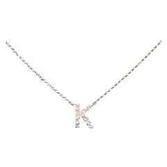 Diamond Letter "K" Pendant Necklace 18" 14k Gold 0.14 TCW Certified