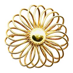 Retro Cartier 14K yellow Gold Spiral Design 53mm Round Brooch