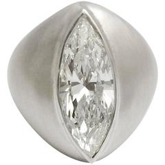4.09 Carat Marquise Diamond Gold Ring 8