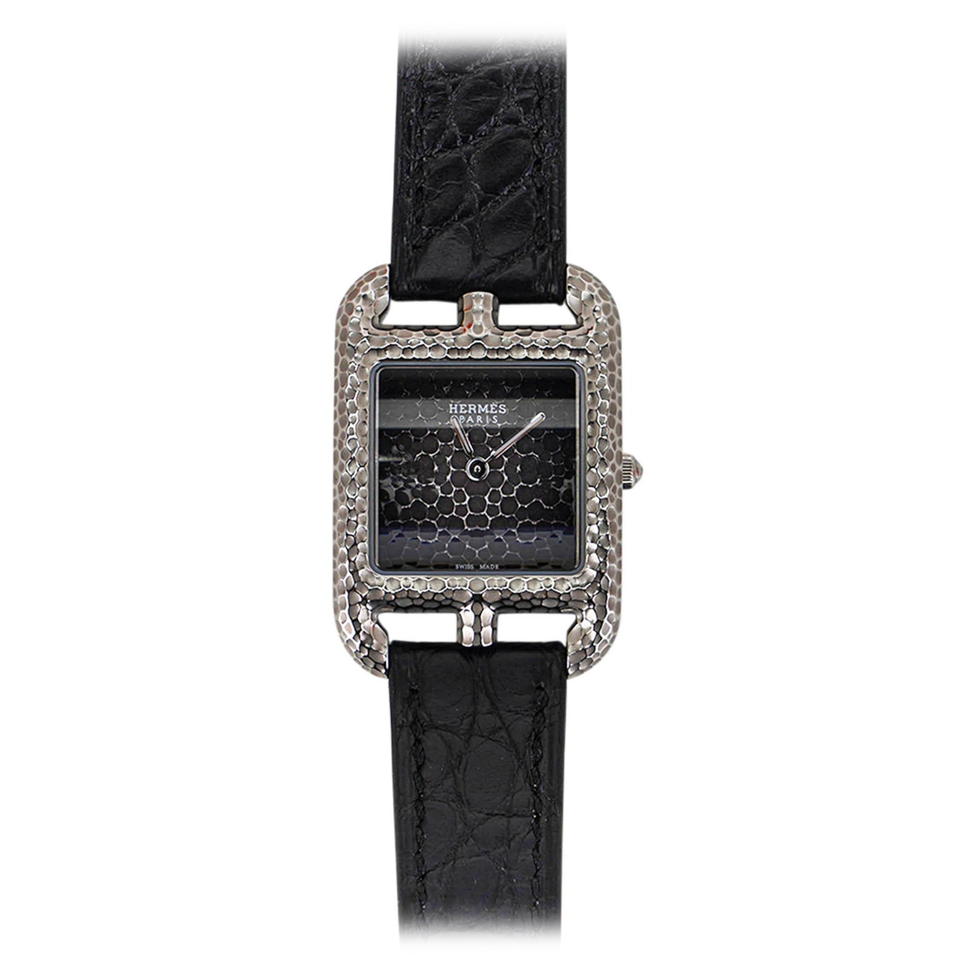 Hermes Cape Cod Hammered Stainless Steel Limited Edtion  Watch For Sale