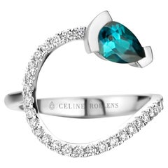 White Gold Indicolite Diamond Cocktail Ring