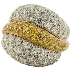 Luca Carati White & Yellow Diamond Two-Tone Gold Ring