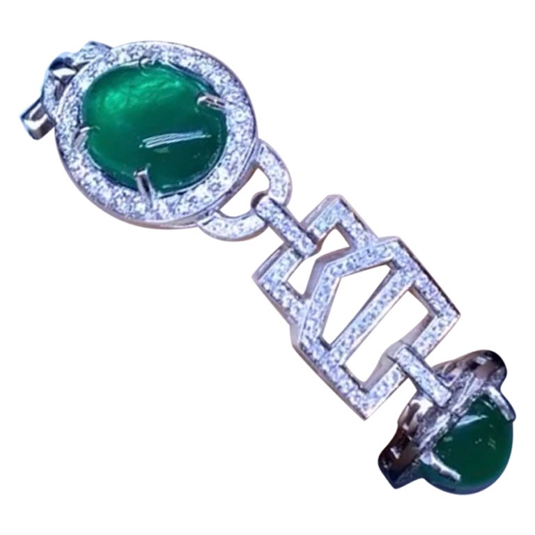 AIG Certified 27.81 Ct Zambian Emeralds 3.93 Ct Diamonds 18k Gold Earrings  For Sale