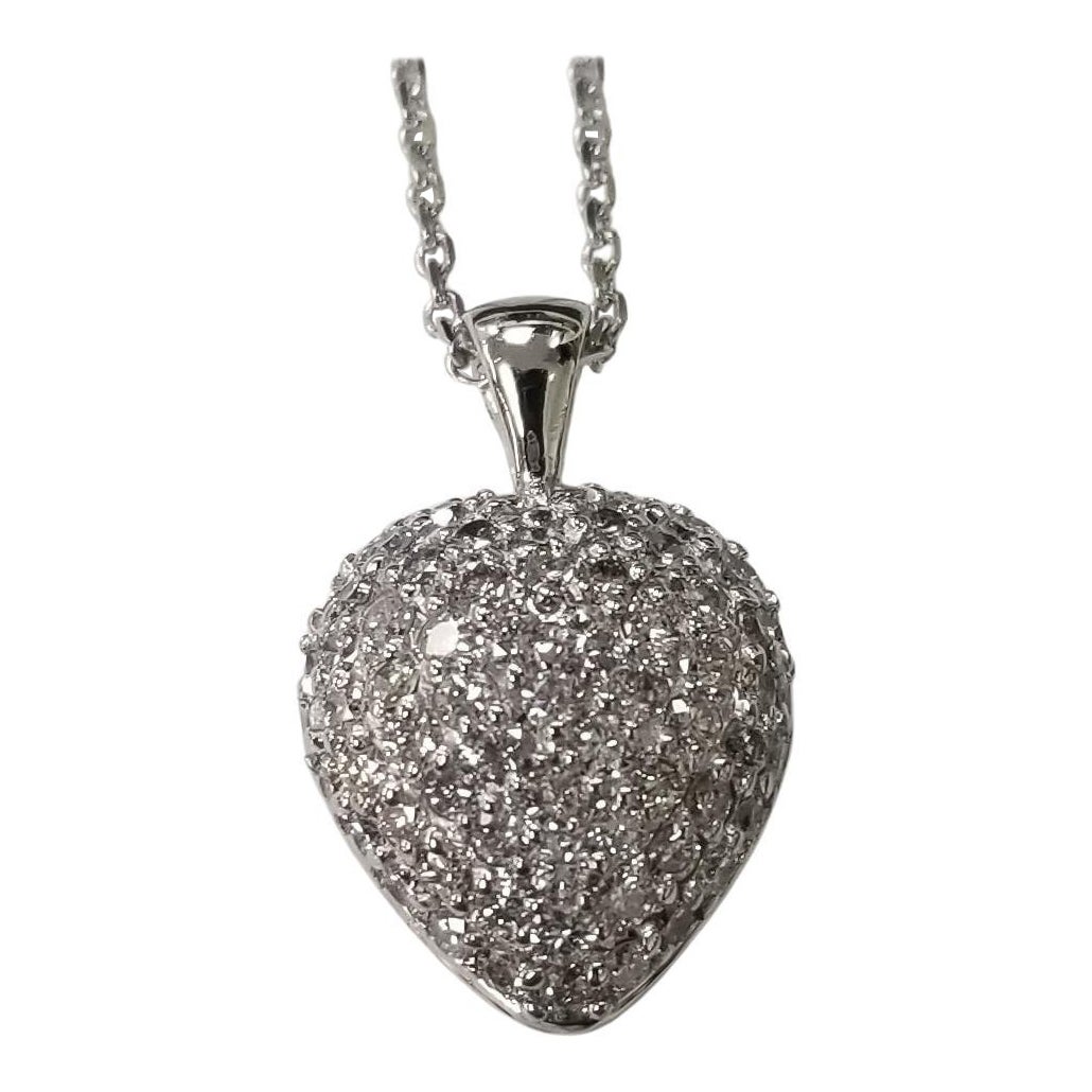 14 Karat White Gold Diamond Puffed Heart 1.61cts