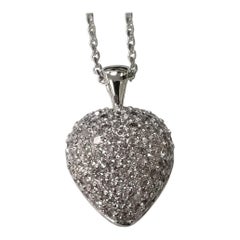 14 Karat White Gold Diamond Puffed Heart 1.61cts