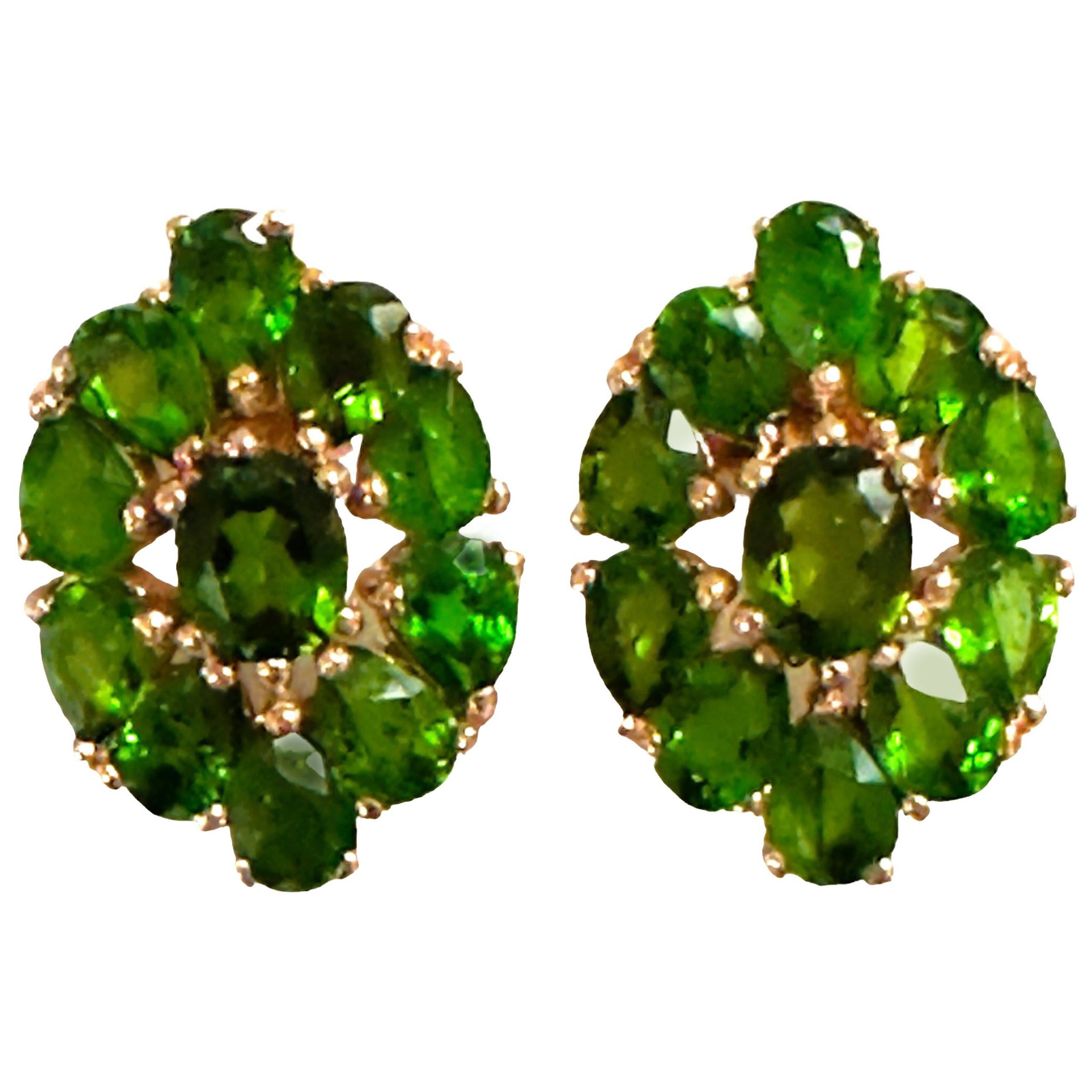 New Green Chrome Diopside RGold Plated Sterling Post Earrings For Sale