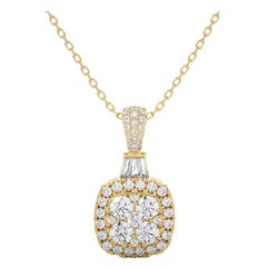 0.76ctw Diamond Moonlight Cushion Cluster Pendant in 14K Yellow Gold