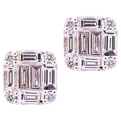 Alex Jona White Diamond 18 Karat White Gold Geometric Stud Earrings