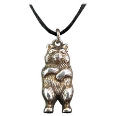 Antique Victorian sterling silver Bear charm, pendant 