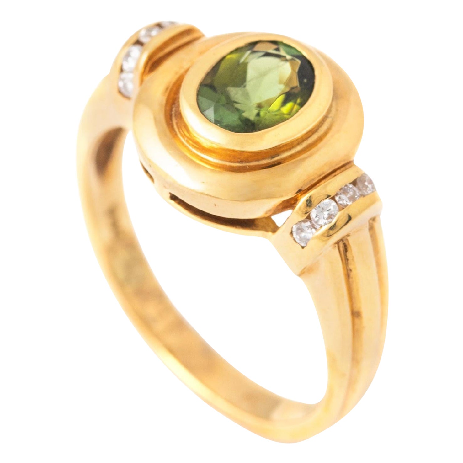 Tourmaline and Diamond Yellow Gold 18K Ring