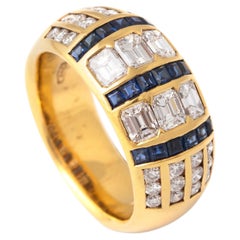 Sapphire and Diamond Yellow Gold 18K Ring