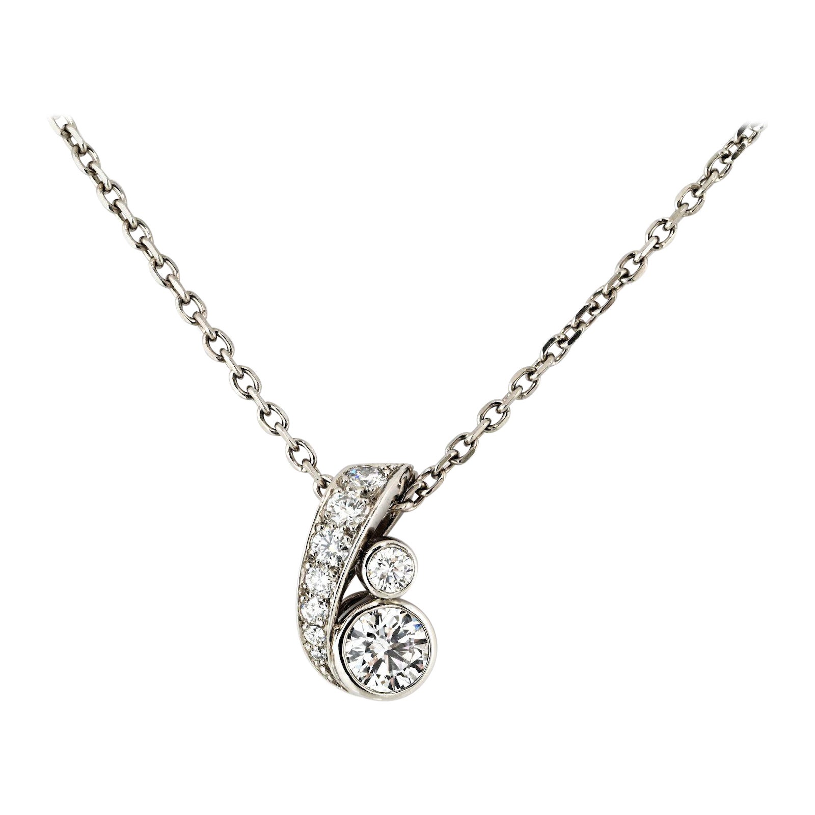 Cartier Platinum 0.80cttw Round Diamond Solitaire Necklace For Sale