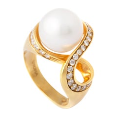 Pearl Diamond Yellow Gold 18K Ring