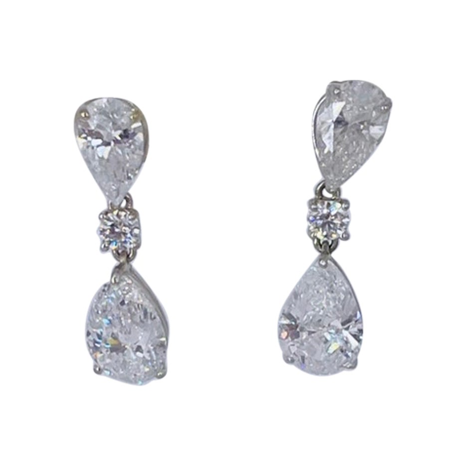 J. Birnbach GIA Certified D Color 6.53 carats Pear Shape Diamond Drop Earrings For Sale
