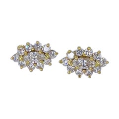 J. Birnbach 1.09 carat Marquise and Round Diamond Cluster Earrings 