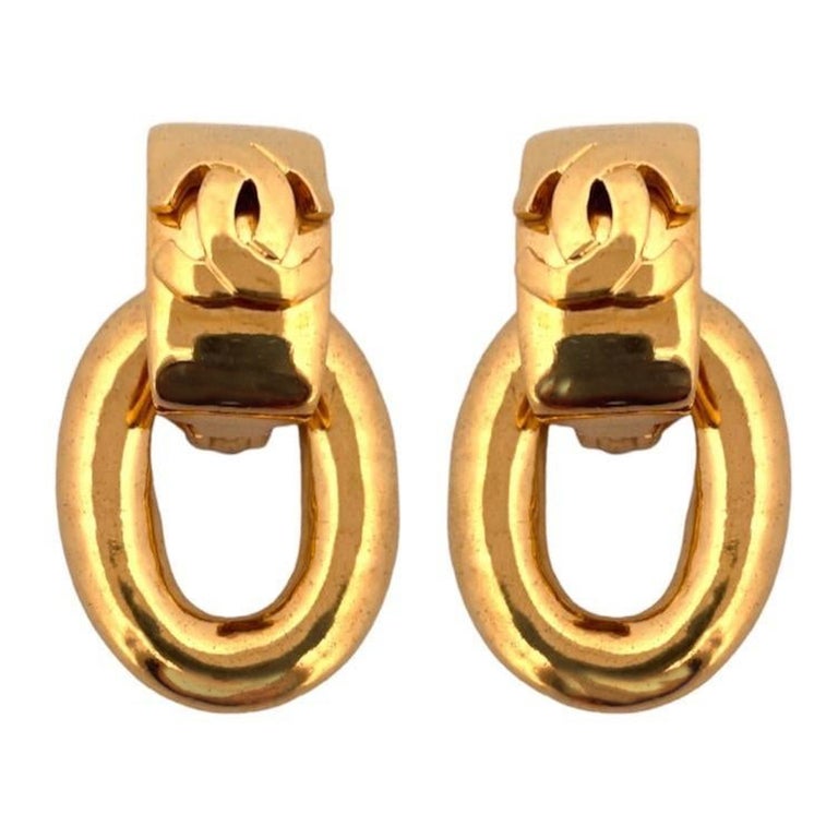Convertible Vintage Chanel Earrings - 18K Gold Plated For Sale at 1stDibs