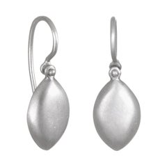 Faye Kim Platinum Matte Marquise Hinged Drop Earrings