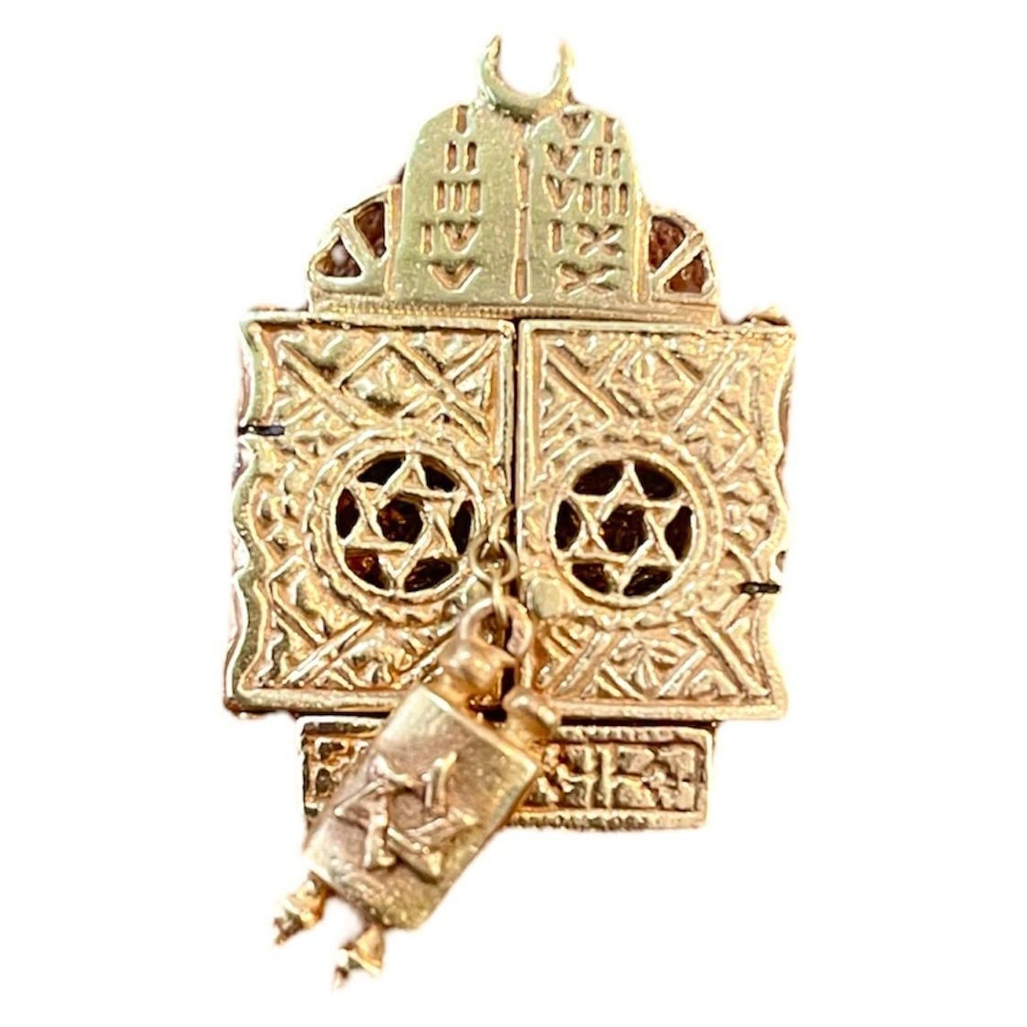Pendentif juif Torah en or jaune 14 carats