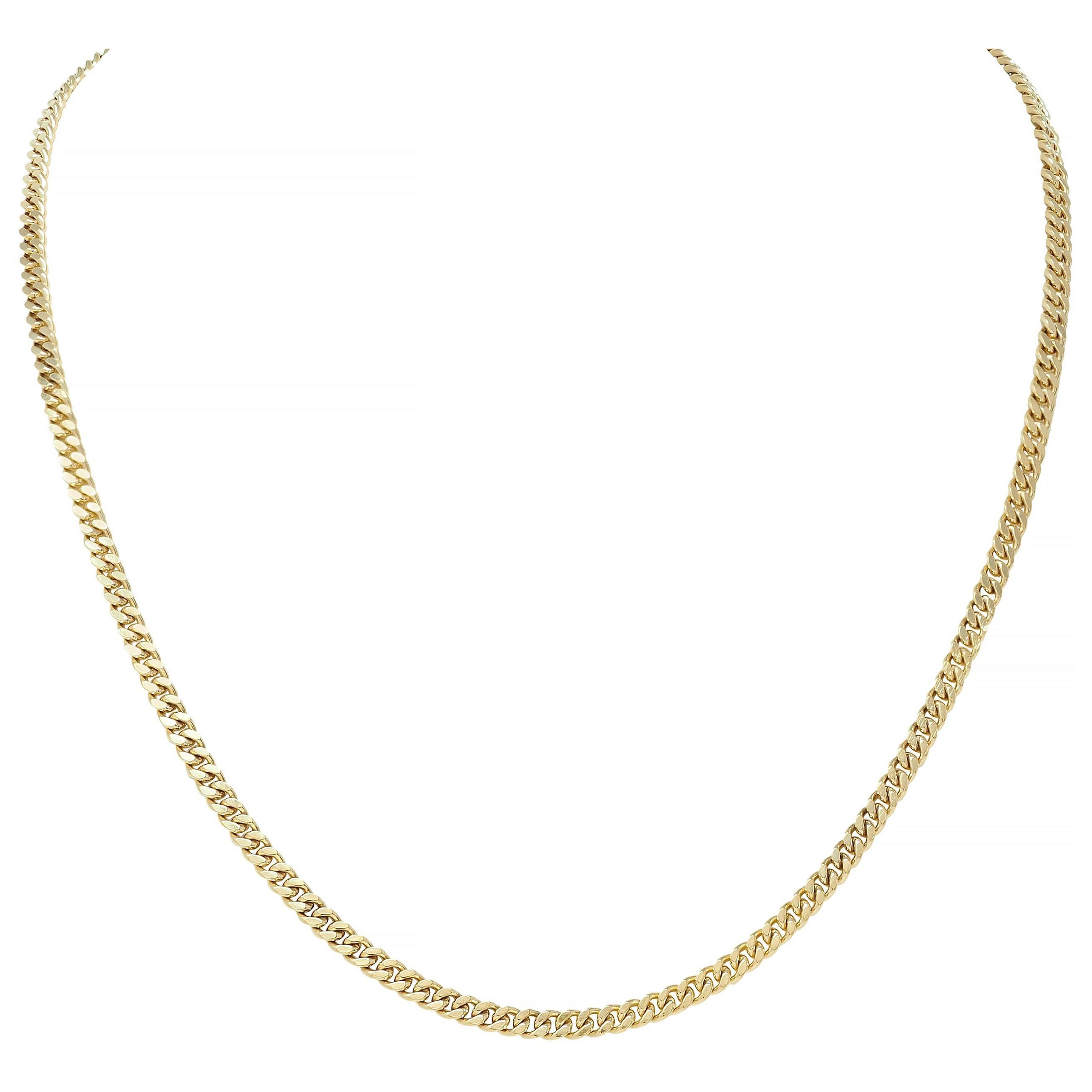Vintage 18 Karat Yellow Gold Curb Link Chain Necklace For Sale