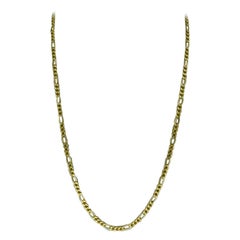 Retro Designer 4mm Figaro Link Necklace Chain 18k Gold Italy