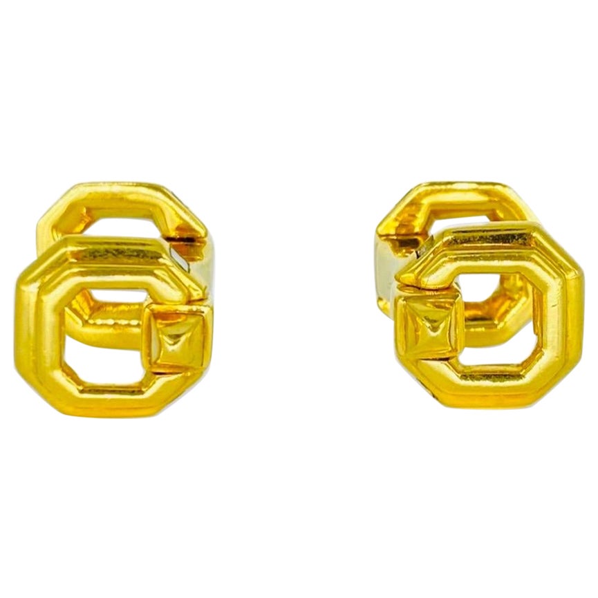 Vintage Cartier Two Step Pyramid Cufflinks 18k Gold For Sale