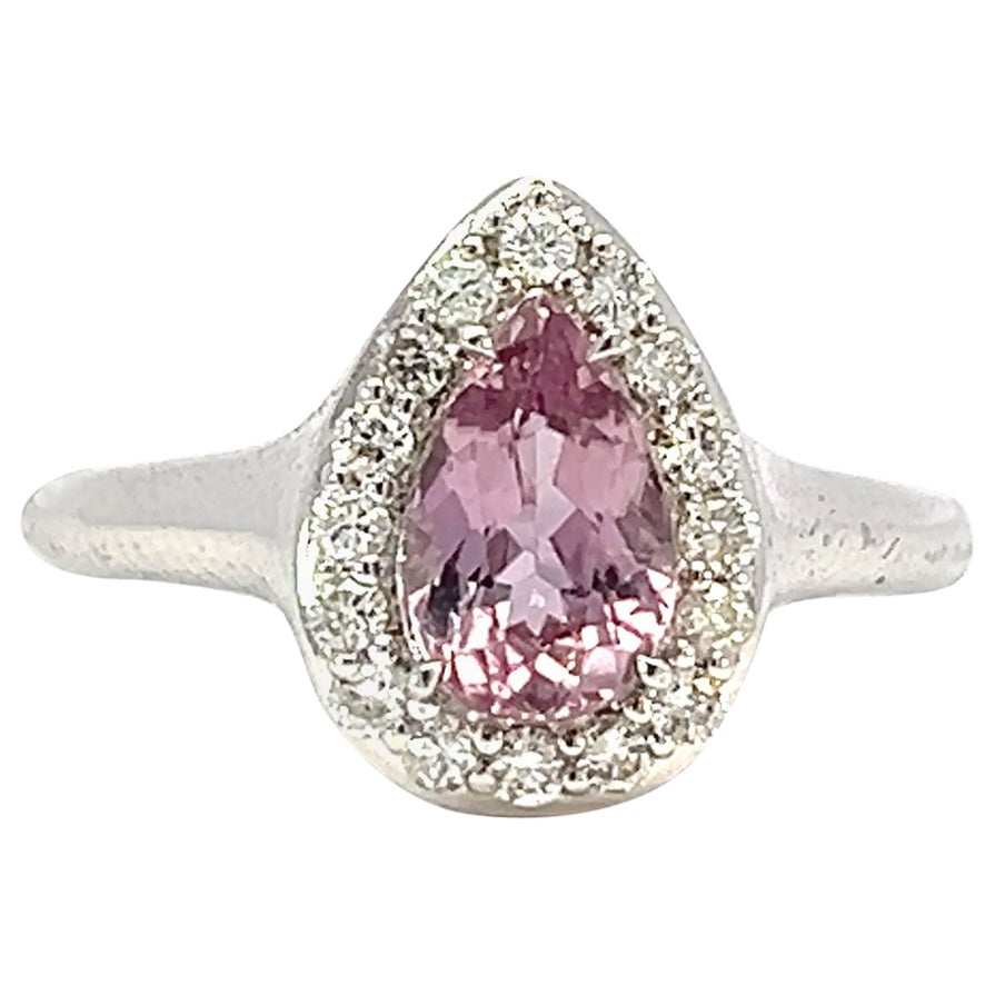 Rare Himalayan Pinkish Purple 1.138 ct Diaspore 14k white gold diamond ring  