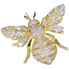 Diamond Gold Bumble Bee Brooch at 1stDibs