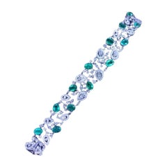 AIG Certified 16.62 Ct Zambian Emeralds  10.82 Ct Diamonds 18k Gold Bracelet 