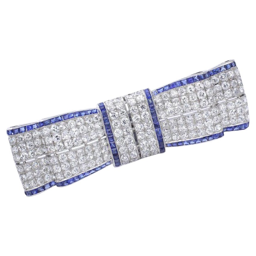 1930s Art Deco Bow Tie Diamond Platinum Brooch