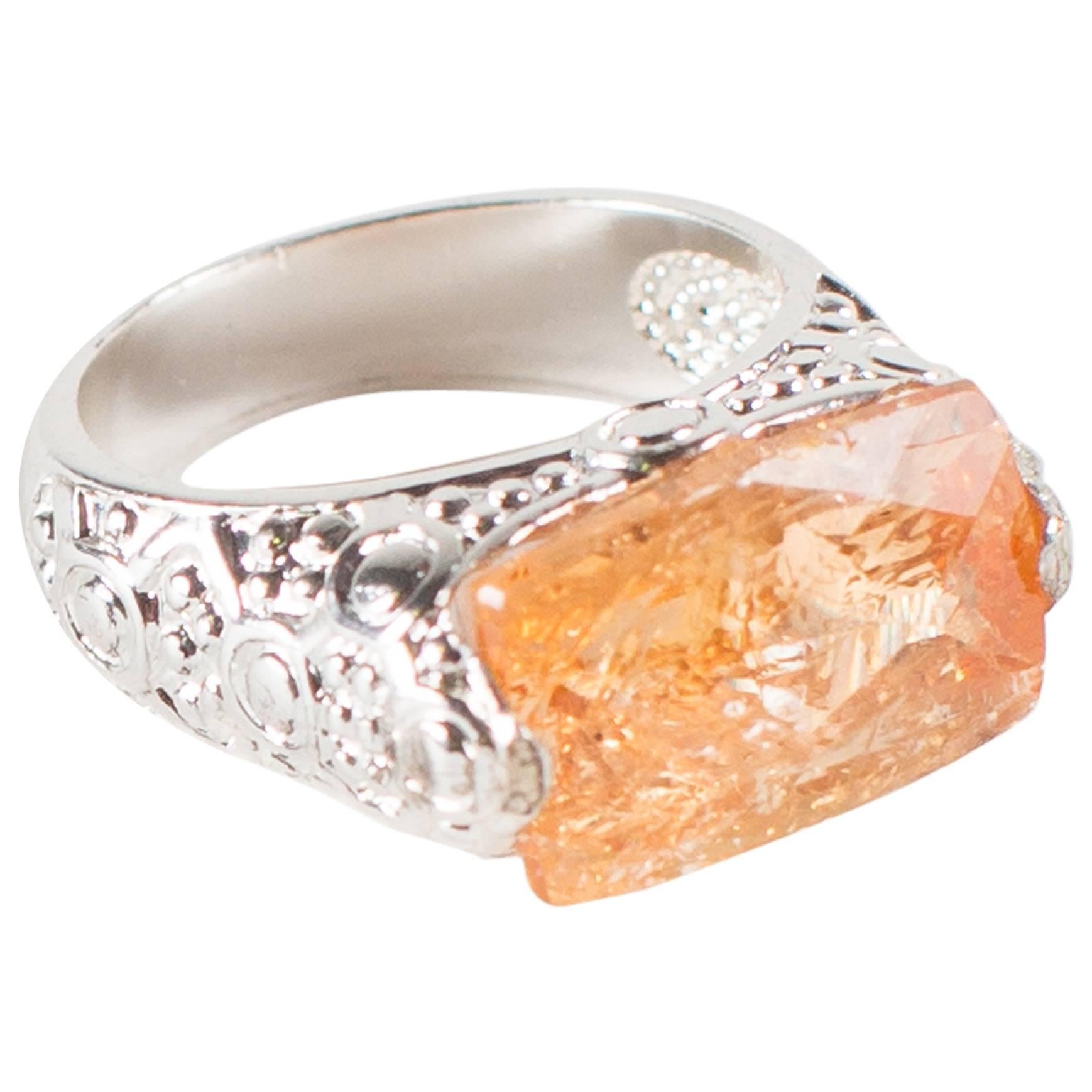 Brazilian Orange Imperial Topaz Sterling Silver Ring