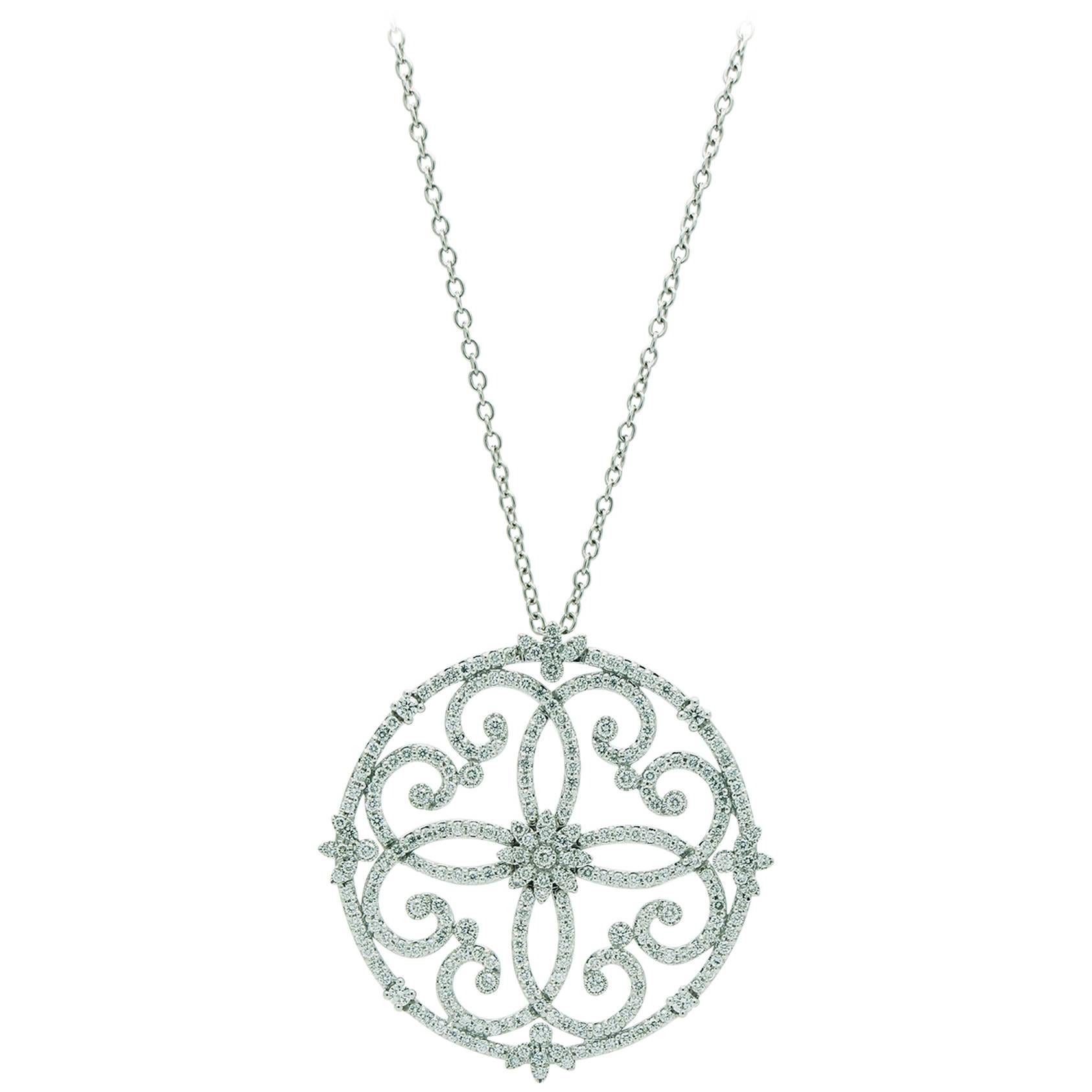 Ferrucci & Co. Diamond Necklace in 18 Karat White Gold, Handmade in Italy
