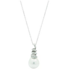 Ferrucci Collier de perles blanches australiennes avec diamants blancs en or 18 carats