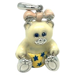 Cellini Exclusive 18KT White Gold and Enamel Teddy Bear Charm