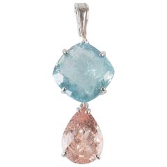 Morganite Aquamarine Sterling Silver Pendant 2