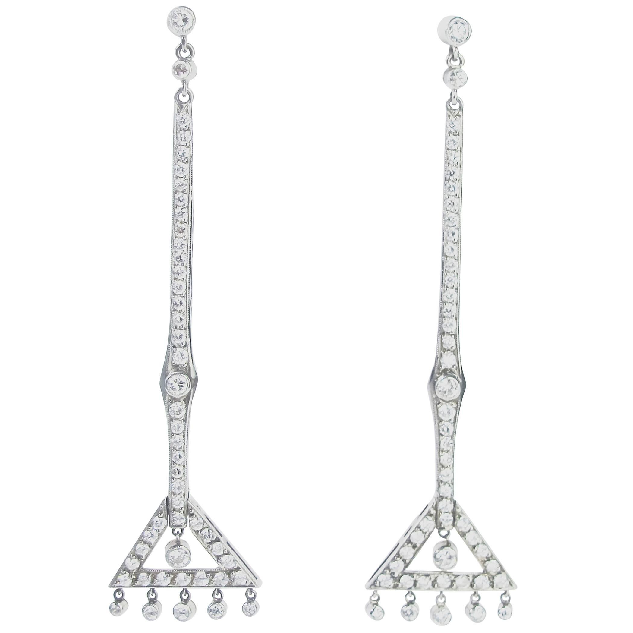Art Deco Diamond Earrings set in Platinum