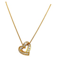 Vintage Charles Krypell 18 KT Yellow Gold 1.04 Cts. Diamond Heart Pendant