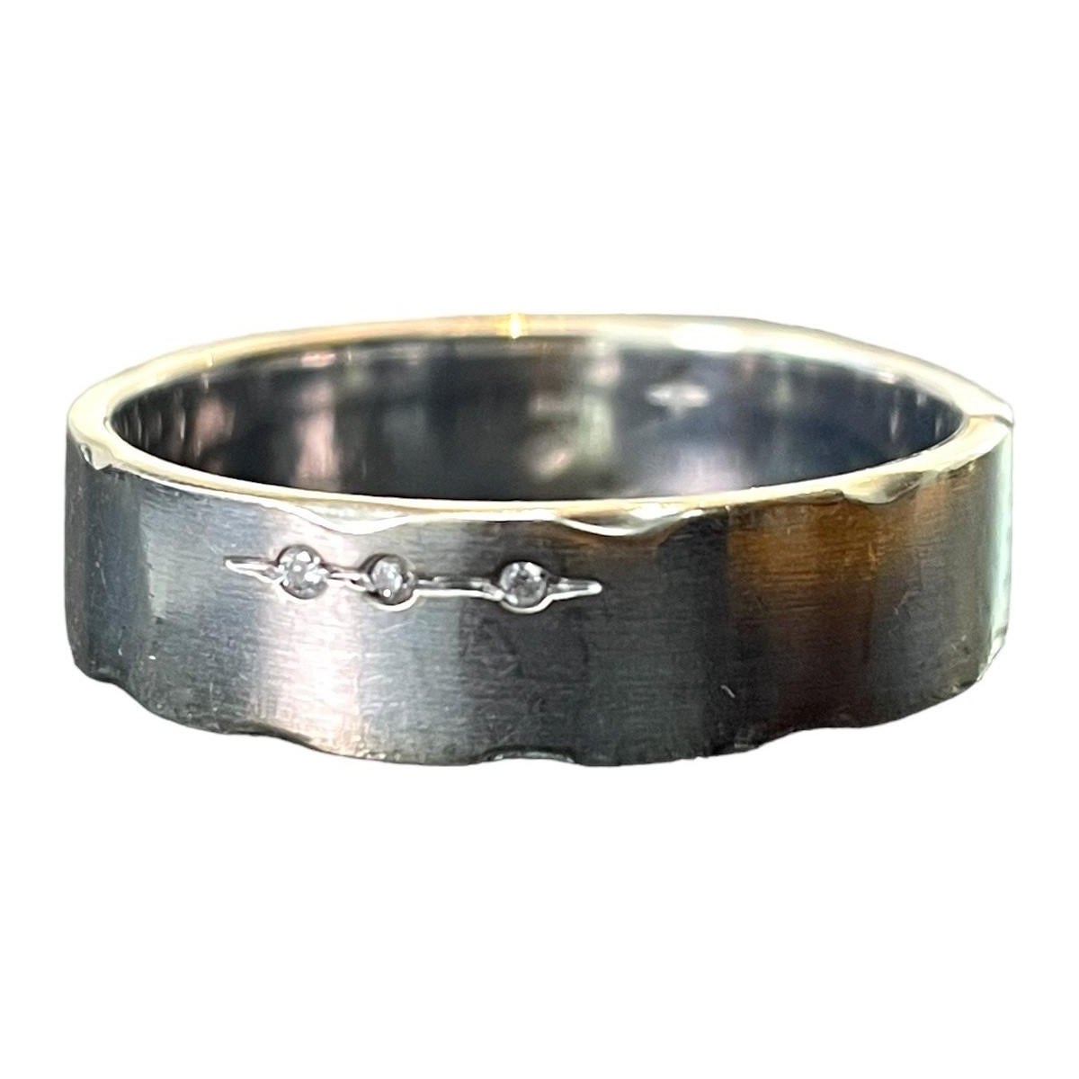 Drei-Diamanten-Herrenring aus 18 Karat Weißgold