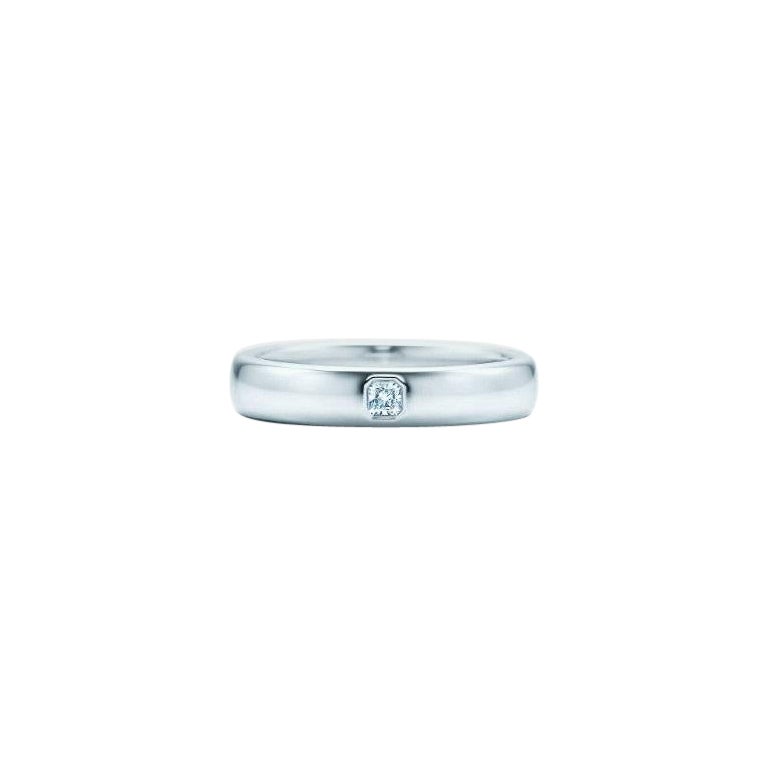 TIFFANY & Co. Forever Platinum Lucida Diamond 4mm Wedding Band Ring 5.5 en vente