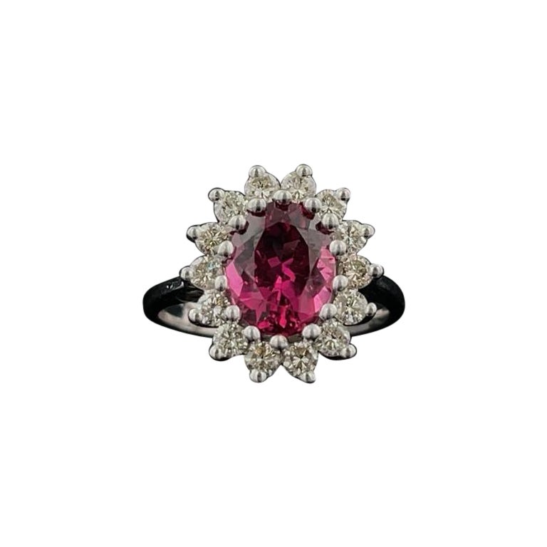 2.00CT Oval Pink Tourmaline Diamond Ring  For Sale