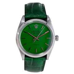 Rolex Stainless Steel Air King with Custom Finished Green Dial from 1960's