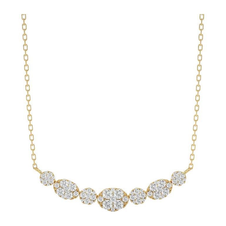 Moonlight Cluster Necklace: 1.2 Carat Diamonds in 18k Yellow Gold For Sale