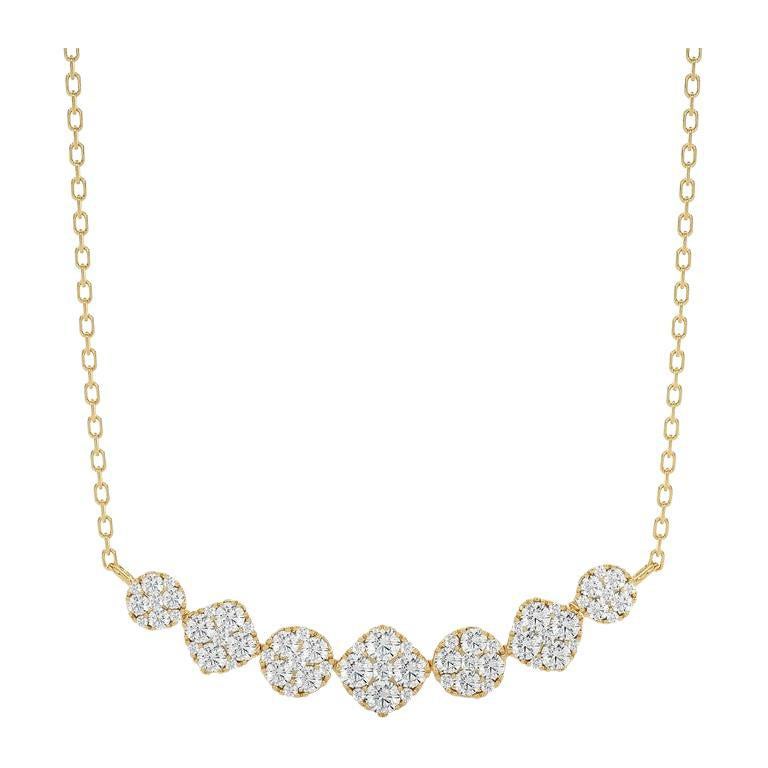 Moonlight Cluster Necklace: 1.4 Carat Diamonds in 18k Yellow Gold For Sale