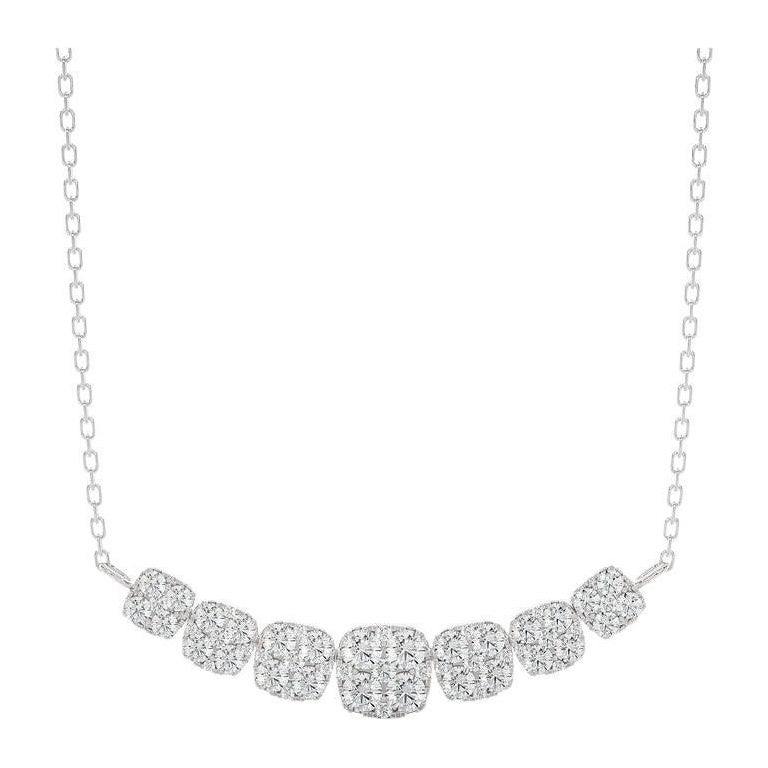 Moonlight Cluster Necklace: 1.3 Carat Diamonds in 18k White Gold For Sale