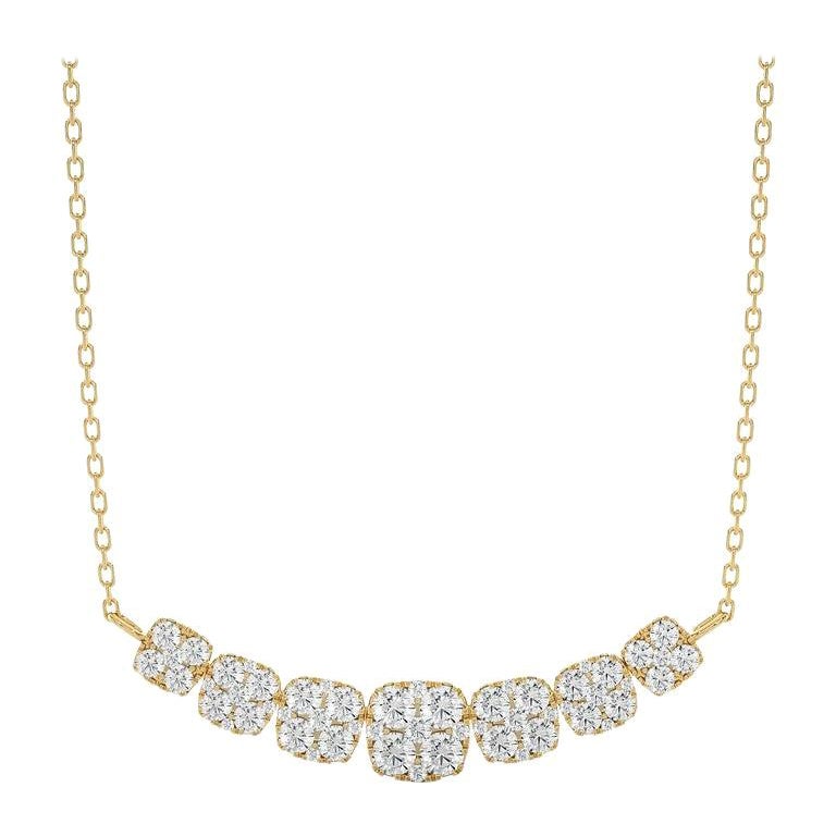 Moonlight Cluster Necklace: 1.3 Carat Diamonds in 18k Yellow Gold For Sale