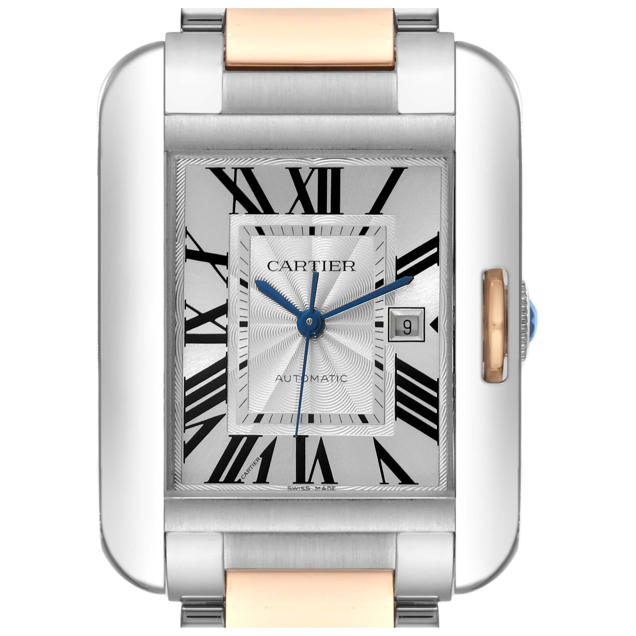 Cartier Tank 80s Quartz Tri Tone White Roman Dial 18K Gold Electroplated  Watch