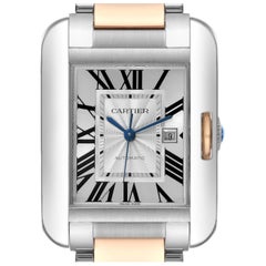 Cartier Tank Anglaise Large Steel Rose Gold Mens Watch W5310037 Box Papers