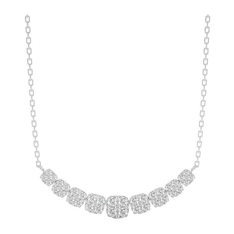Moonlight Cluster Necklace: 2 Carat Diamonds in 14k White Gold For Sale